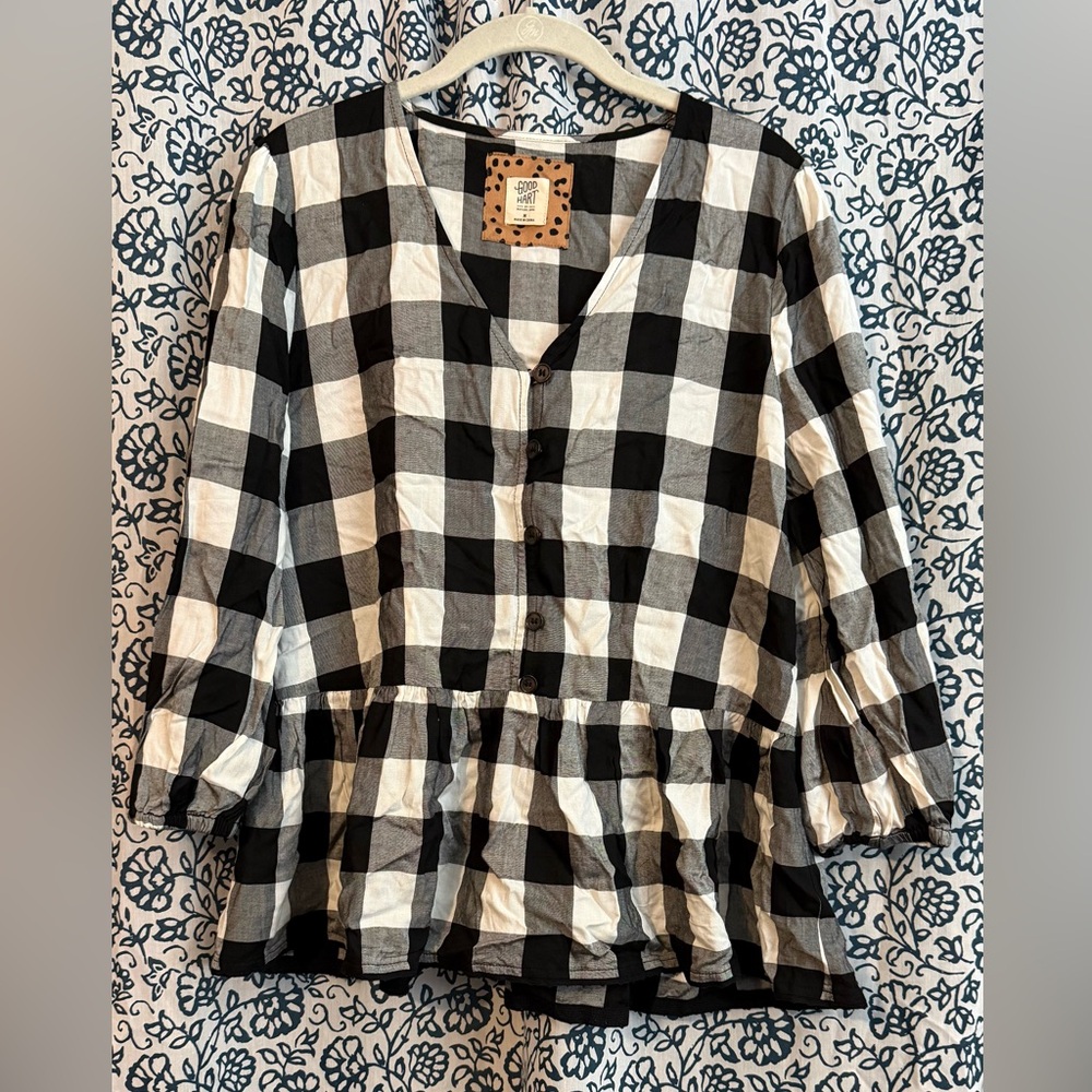 Good Hart Matilda Jane Black and White Plaid Blouse